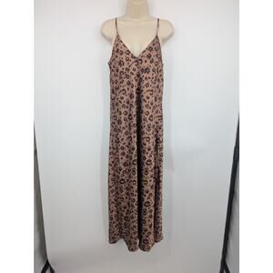 NWT Animal Print Babydoll Spaghetti Strap Maxi Dress Dark Romantic Soft Womens M